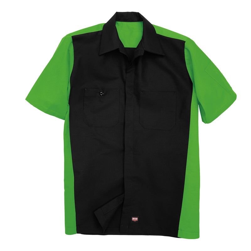 Red Kap Standard Short Sleeve Two-Tone Crew Shirt, Black/Lime, X-Large - Image 2